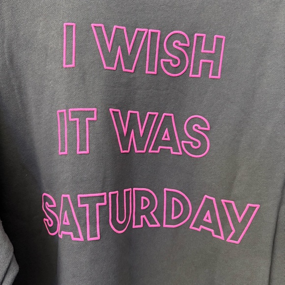 Wildfox NWT Graphic Crewneck "I Wish It Was Saturday" Sweatshirt size Small - Picture 5 of 8